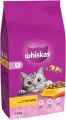 Whiskas 1+ Adult Dry Cat Food Biscuits, Chicken Flavor, 1.9Kg Bag (UK). 