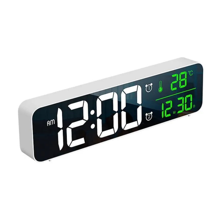 LED Digital Alarm Clock with Mirror Display – Large Screen, Temperature ...