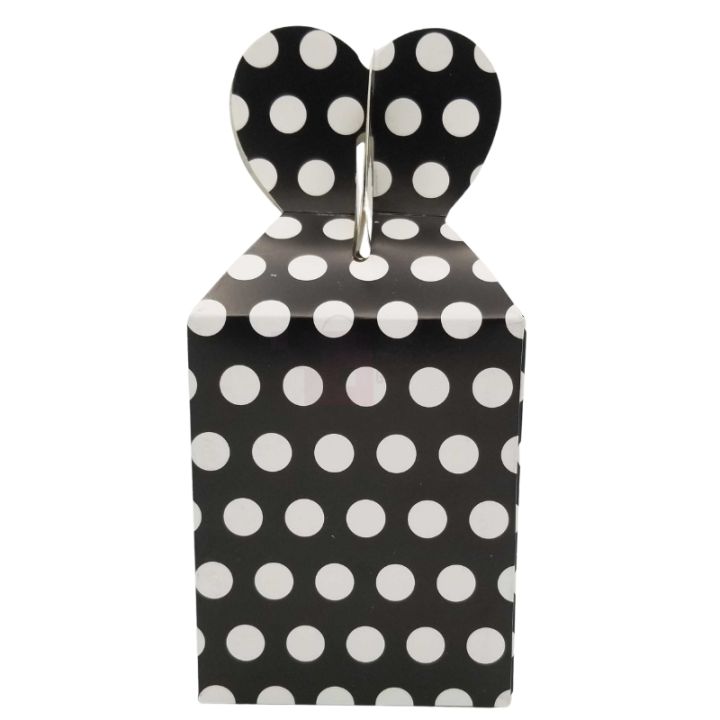 Black Polka Dot Goody Box - 7 x 4 Inch - Gift Box - Polka Dot Theme - Black - Unisex - Pack Of 10