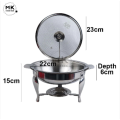 Chafing Dish & Serving Platter | Alpha 22cm Round Stainless Steel Chafing Dish & Serving Platter - 2.5L Capacity Buffet Dish for Dining Table & Home Use. 