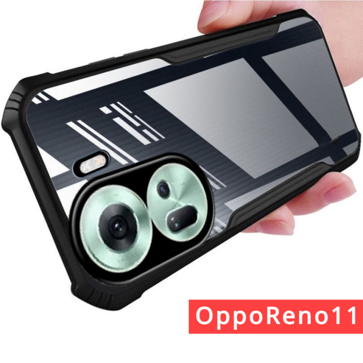 For OPPO Reno 11 F 11F Pro 11Pro 5G 2024 Phone Case Transparent Reno11F Reno11 Reno11Pro Clear Casing Armor Acrylic Shockproof Protection Card Slot Holder Soft Fashion Back Cover