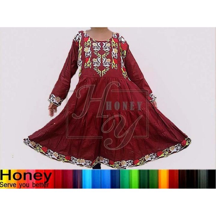embroidery cotton frock magic design for kids