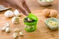 Garlic Press, Chopper, and Storage Container, Includes Silicone Garlic Peeler, Easy to Clean, Stainless Steel Blades, Green. 