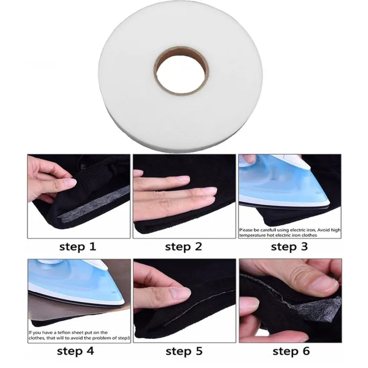 Double%20Sided%20Sewing%20Adhesive%20Tape%20Cloth%20Apparel%20Fusible%20Interlining%20Fabric%20Tape%20White%20-%20Image%205