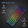 RGB Gaming Keyboard - Mechanical Keyboard Blue Switch Wired/Wireless Mini RGB Keyboard 61 Keys With Out Numpad - RGB Light Mechanical Keyboard Black/White - Detachable TYPE-C Wired/Wireless For Professional Gaming - Compatible With PC & Laptop. 