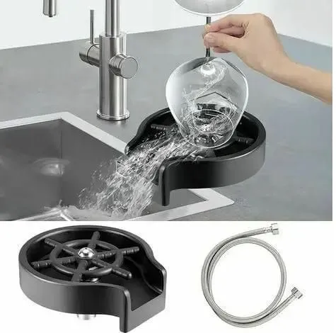 AquaPress™ 360° High-Pressure Glass Rinser – Premium Matte Black Sink ...