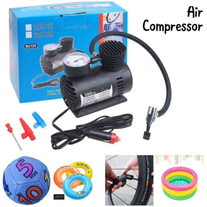 Mini Air Compressor Inflator Pump (Suitable For Water Tubes / Footballs Etc) only car pluged
