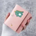 PU Leather Cartoon-Themed Tri-Fold Wallet for Women - Casual Animal Print Card Holder Style. 