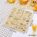10/20/50Sheets Food Wrapping Paper Newspaper Design Sandwich Burger Fries Fried Food Wrapping Paper Plate Mat Oil Waxed Paper HIUOI. 