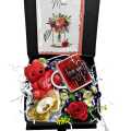 Gift box for mom on mother's day / birthday i love my mom special gifts box / mug - teddy bear - heart shaped chocolate - rose flower - greeting card - beautiful packing. 