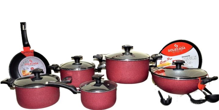 Royal Non-Stick Cookware Set Of 18 Pieces - Assorted Colors - Super Quality Cookware Set - All Spacious Pots Included
