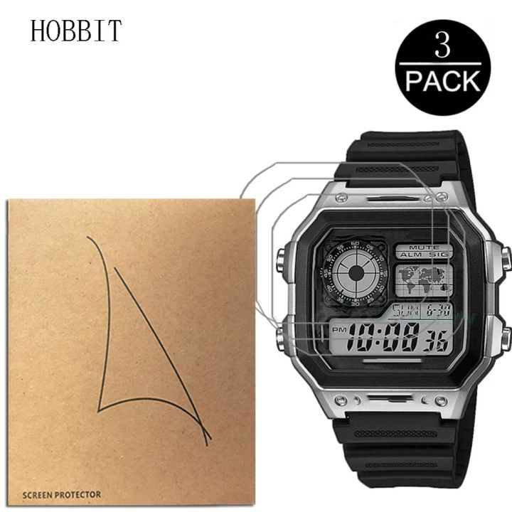 3PACK Nano Explosion-proof Screen Protector For Casio AE-1200 AE-1300 AE1200 / AE1200WH-1A / AE1200WHD-1A Sport Watch LCD Film