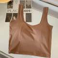 Ice Silk Tank Top Wireless Paded Lingerie Push Up Seamless Padded Vest Crop Top Tee Camisole Female Sleep Cami Bra. 