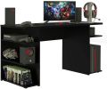 Computer Desk with Shelves, Home Office Desk Writing Workstation for Large Monitor Stand, Gamer Table Wood Desk, Gaming Computer Desk (Black and White). 