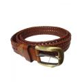 Mustard Leather Braided Belt for Men. 