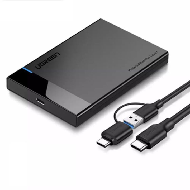 UGreen 60735 USB 3.1 2.5″ Hard Drive Enclosure 6G With USB-A TO USB-C Cable + USB-C TO USB-C Cable