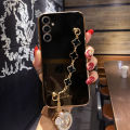 For Samsung Galaxy A05 A05s Back Cover with Four-Leaf Clover Bracelet Luxury 6D Plating Shiny Bling Stylish Girl Phone Case Soft Silicone Square Bumper Mobile Phone Cases Pouch. 