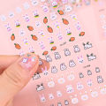 30pcs/set 3D Kawaii Cartoon Rabbit Glitter Nail Stickers Bow Flowers Sliders Self Adhesive Cute Cartoon Nail Decals for Children. 