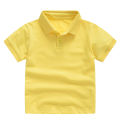 Elegantstunning Boys Lapel Short Sleeves T-shirt Simple Solid Color Tops Summer Cotton Breathable Shirt For 1-10 Years Old Kids. 
