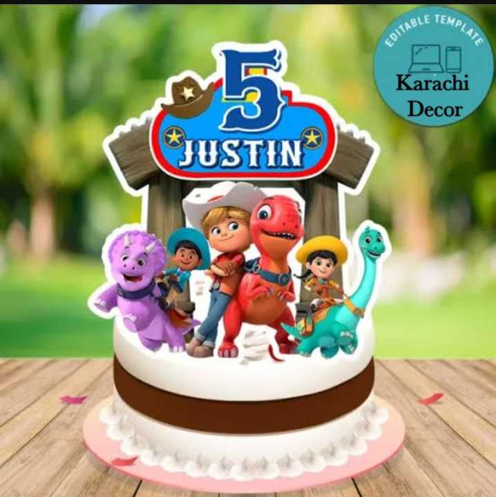 Customize Dino Ranch Cake Topper Karachi decor cake Topper for birthday Party Celebration Customized Cake Topper for Birthday Party Celebration & Cake Decoration
