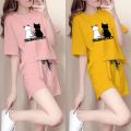 Pajamas ladies summer short-sleeved suit thin cotton loose casual home wear. 