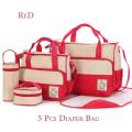 5Pcs Baby Diaper Bag Portable Multi Functional Waterproof Red / Diaper Baby Bag Set 5 Pcs. 