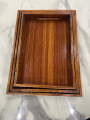 Wooden Screen Tray Set-Wooden Tray Set 3Pcs-Wooden Serving Tray Set of 3 With Handle- Wooden High Quality Trays Different Sizes for Tea Coffee Food Platter Household Kitchen Multipurpose Use. 