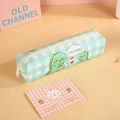 Japanese check print pencil case for primary school stationery bag pencil case high value cartoon stationery set pencil case for primary school students. 