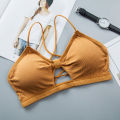 Teenage Girls Underwear Cross Hollow Small Suspenders Without Steel Ring Bra Threaded Elastic Wrap Bra. 
