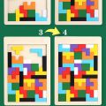 Tetris Puzzle Kids 3-6 years old baby force development wooden toys for boys and girls. 
