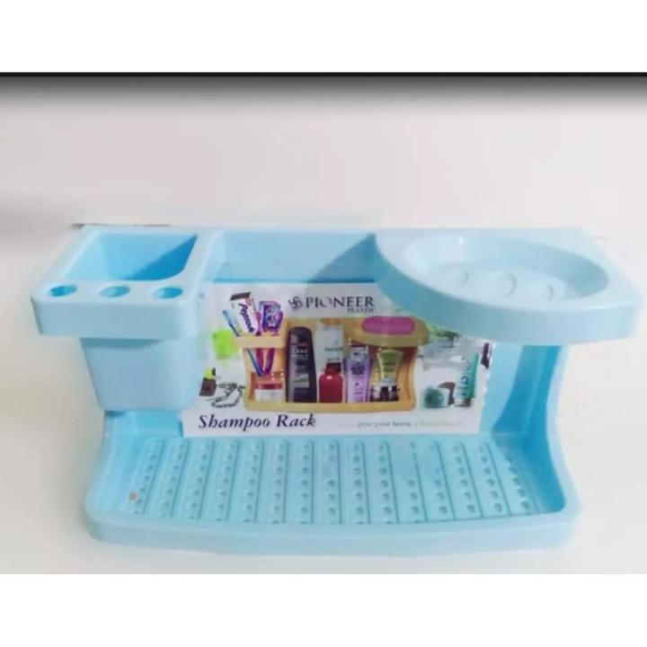 Shampoo Rack Bathroom Rack Tooth paste Holder Tooth brush Holder Sabun Dani Soap Stand Wall Mounted Shampoo Rack Plastic Larg Random color