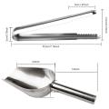 Ice Scoop and Ice Tongs (3 Pack), Stainless Steel Serving Tongs and Food Scoop for Ice Bucket, Bar, Kitchen, Tea Party and Wedding. 