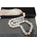 Natural unique design White Aqeeq Stone Tasbih 33 Beads Size 10-mm – muslim Agate zikr prayer Tasbeeh - handmade Rosary 10 mm tasbi counter Stress Relaxation. 