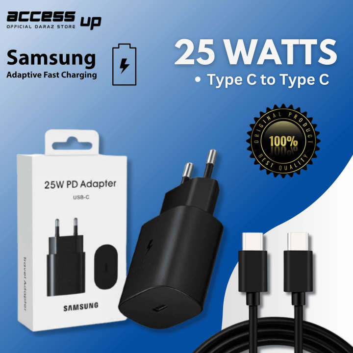 100% Original Samsung 25W Super Fast Charger with Type C to Type C Cable (Global Certified Charger) Pd Charger For all Mobile Phone by accessup