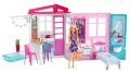 Doll and Dollhouse Portable 1-Story Playset with Pool & Accessories. 