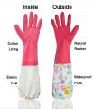 Pair of Cotton-Lined & Plastic Rubber Multipurpose Reusable Extra Long Household Glove. 