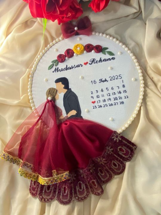 Engagement Hoop Embroidery Gift | Marriage Gift | Customized Gift | Nikah Gift | Anniversary Gift For Wife | Romantic Gift For Wife | One Year Anniversary Gift | Gift For Couple | Special Gift For Couple | Unique Gift For Wedding In Pakistan | Wall Hang