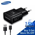 Fast Charger plus Cable for Samsung and Other Smartphones – 15W Power Adapter with Type C Cable. 