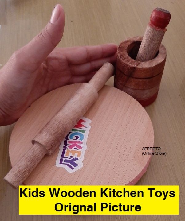 Mini Roti maker, Small Chakla Belan For kids Wooden Rolling Pin And Board Chakla Belan Toy  Roti maker with stick Best quality toy for girls