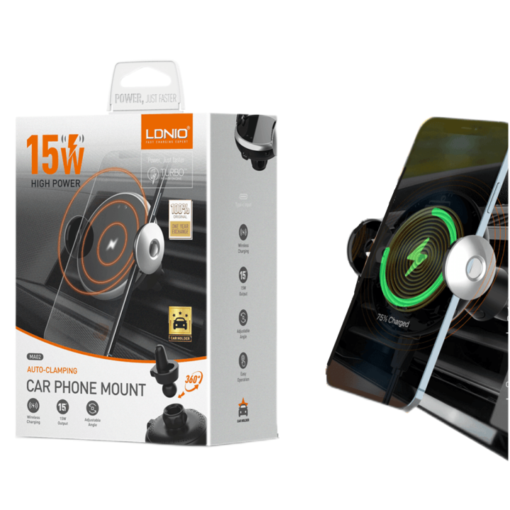 LDNIO MA02 15W Car Wireless Charger Stand Fast Charging, Adjustable