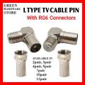 2 PcsTV and LCD/LED TV Cable Pin L Shape with 2 Connector RG6. 