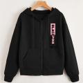 Zipper Hoodie New Black Printed Hoodie Zipper For Girls and Women. 