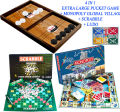 Ultimate board game collection: large pucket board game, monopoly global village, scrabble orignal, and ludo board game. 