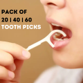 Toothpicks - Dental Floss Sticks & Tooth Picks Teeth Plaque Remover Interdental 2 in 1 - Dental Floss Picks Toothpick Teeth Clean Oral Care -Tooth Cleaning Tools - Disposable Mouth Hygiene Plastic Dental Floss Stick With Nylon Wire (Pack Of 20 | 40 | 60). 