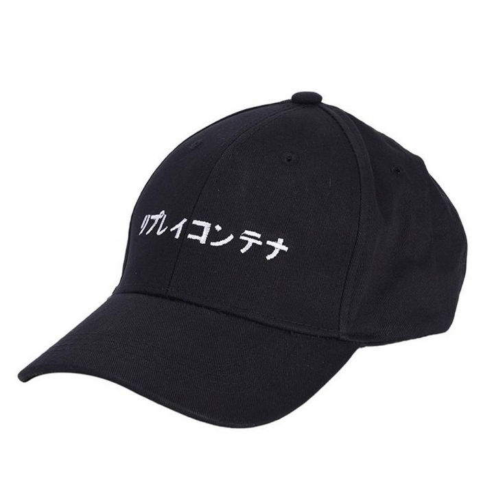 OIMG Solid Japanese Letter Adjustable Baseball Hats Hip Hop Baseball Cap