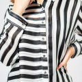 Women's Contrast Stripe Printed Casual Shirt  White & Black. 