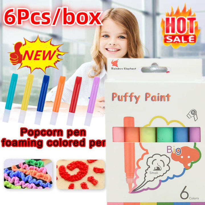 pigment Magic Puffy Pens Gift 1/6Pcs 6 colors in a box Bubble Pen Popcorn Pen for Art Crafts Kid's Crafts Educational Artistic