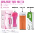 Wax Deal Depilatory Refill Machine With Roller Wax And Depilatory Wax Paper Universal Electric Wax Heater For Roller Wax Handy And Safe With Side Window for Wax Control Perfect And Sure Hair Removal Professional Use. 