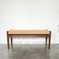 Cotton Cord Mid Century Bench in Diyar Wood. 