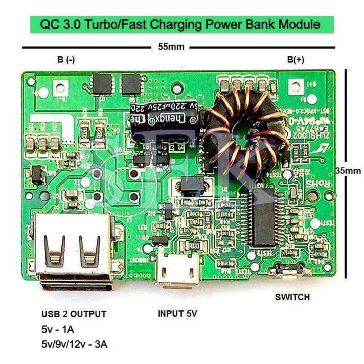 Power Bank Kit Quick Charge 3.0 Turbo Charge Dual Port Module Circuit | Turbo